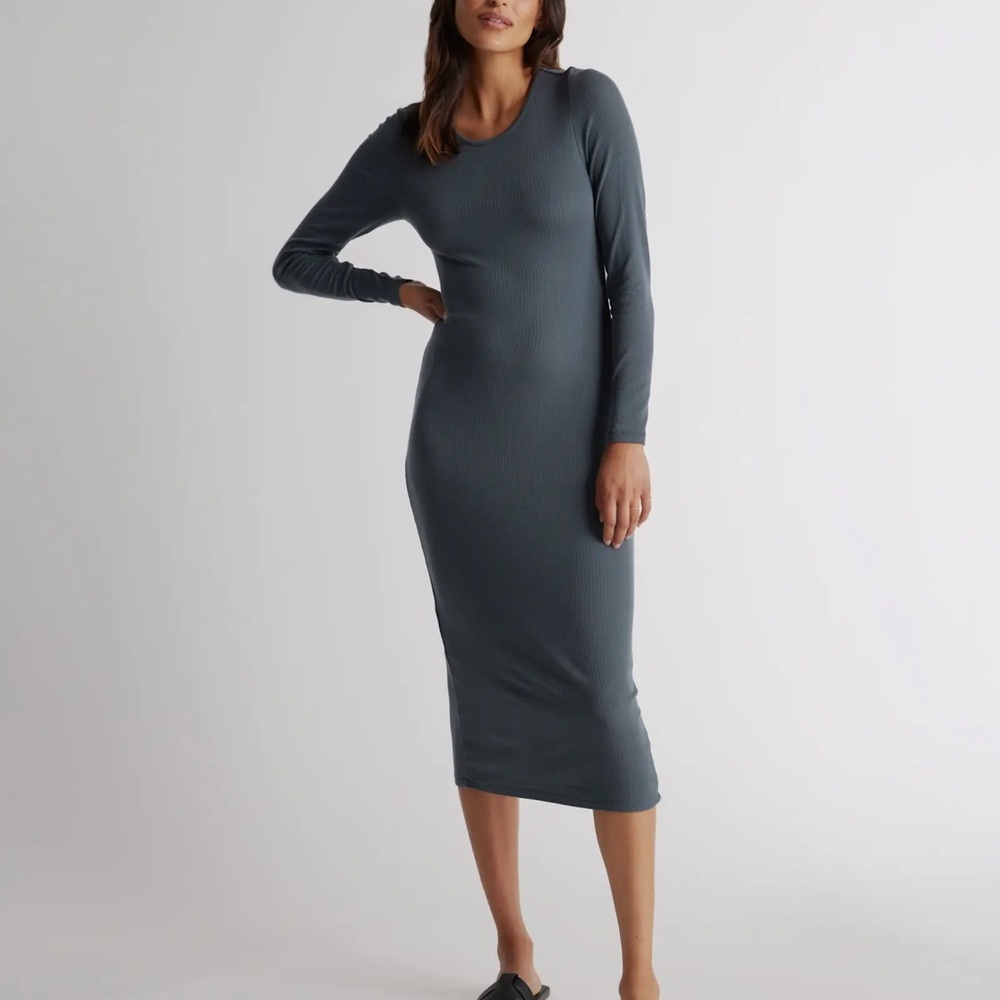Quince Ribbed Long Sleeve Dress